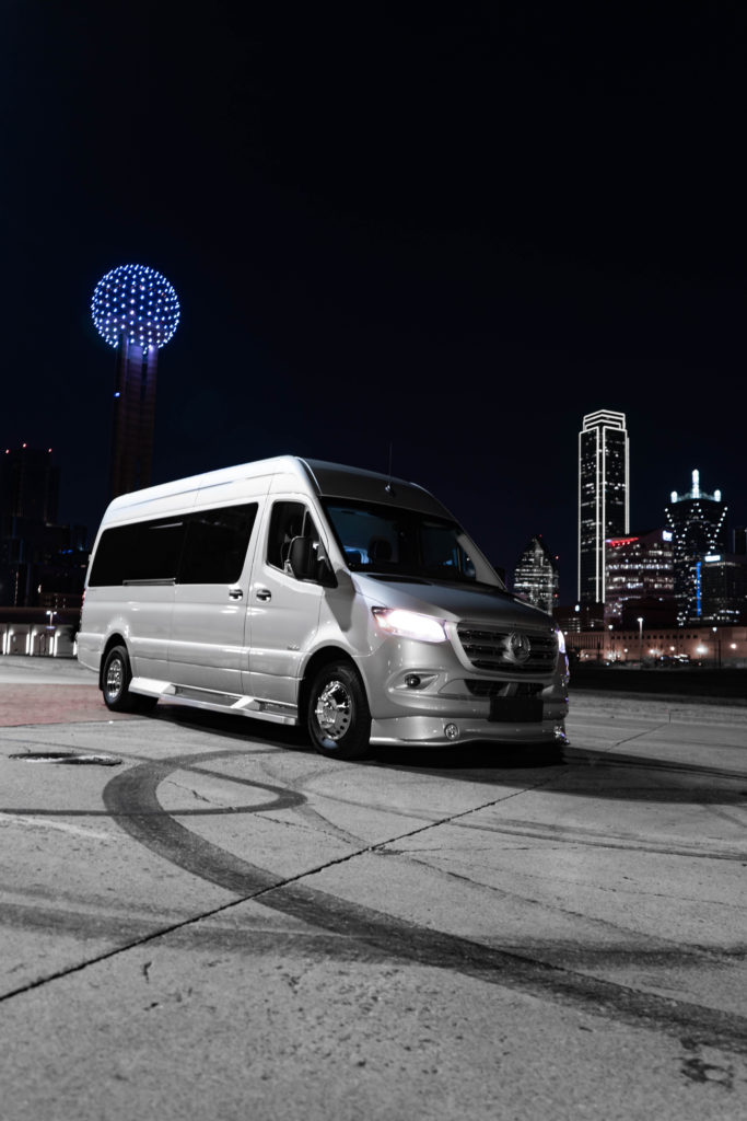 Passenger side front view - Mercedes-Benz Business Club J Luxury Sprinter Van - For Sale - Iconic Sprinters - Dallas Texas